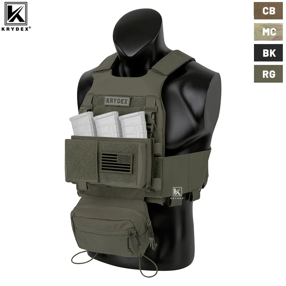 Krydex Gilet Tattico Con Supporto Per Piastra Slick A Bassa Visibilità Con Elastico Cummerbund Micro Fight Mk3 Pannello Chassis Drop Sack Pouch Camo V