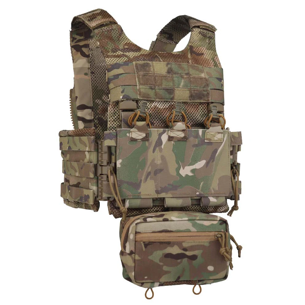 Otb Lv119 Tactical Plate Carrier Cummerbund A Sgancio Rapido Con Triple 5.56 Mag Pouch Airsoft Hunting Vest Rear Overt Plate Bag