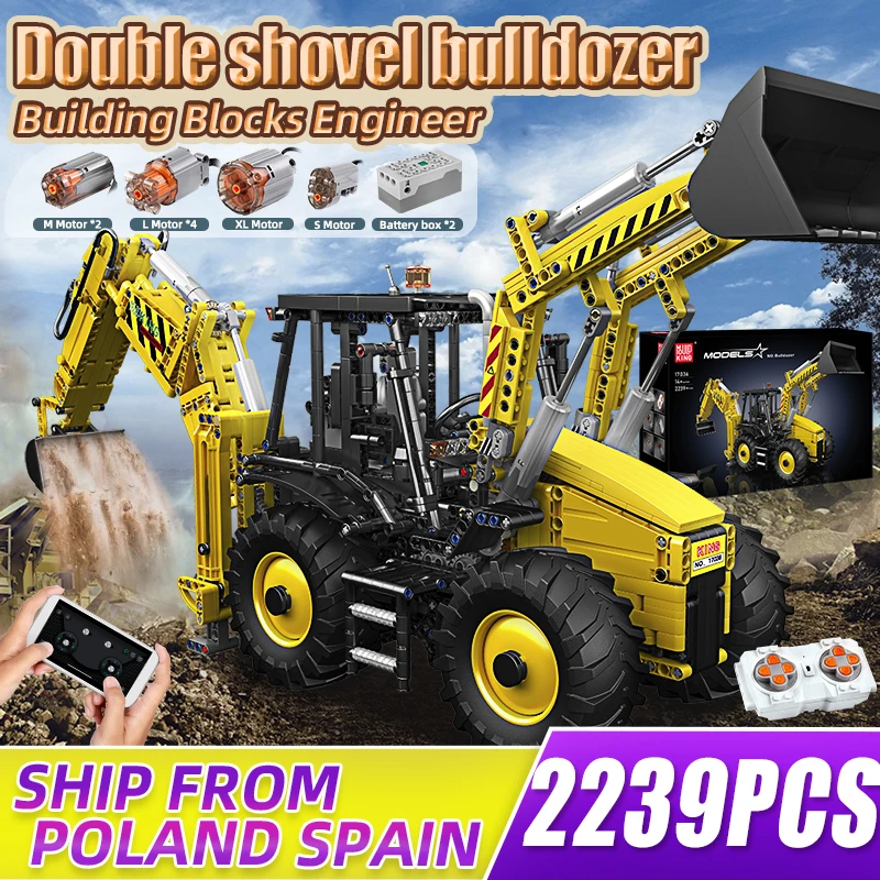 Mold King 17036 Escavatore Bulldozer Tecnico Assemblaggio Di Lavoro A Due Vie Costruzione Di Veicoli Giocattoli Per Adulti