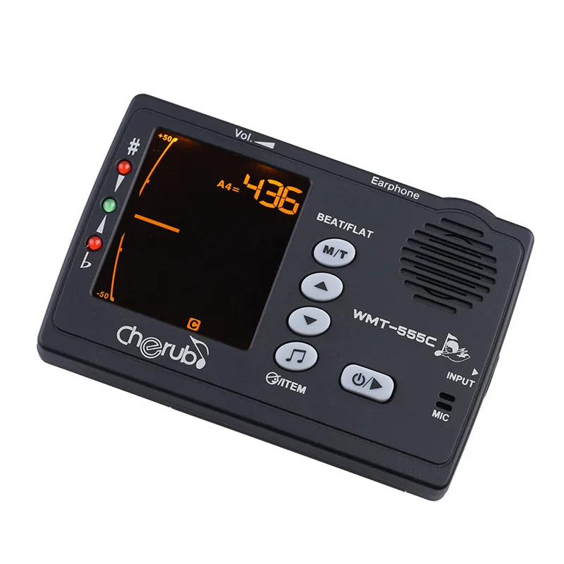 Cherub Wmt-555C Elettronico Digitale Tuner & Tone Generator & Metronomo Con Pickup Per Chitarra Basso Ukulele Violino Multifunzionale