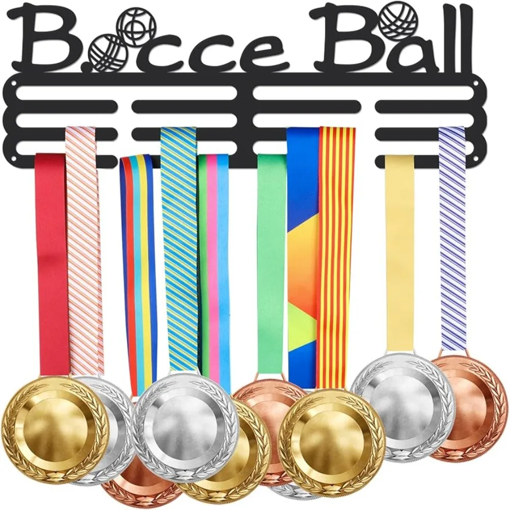 Bocce Ball Medal Display Hanger Bocce Medal Holder Con 12 Linee Robusti Espositori Per Premi In Acciaio Per Oltre 60 Medaglie Da Parete