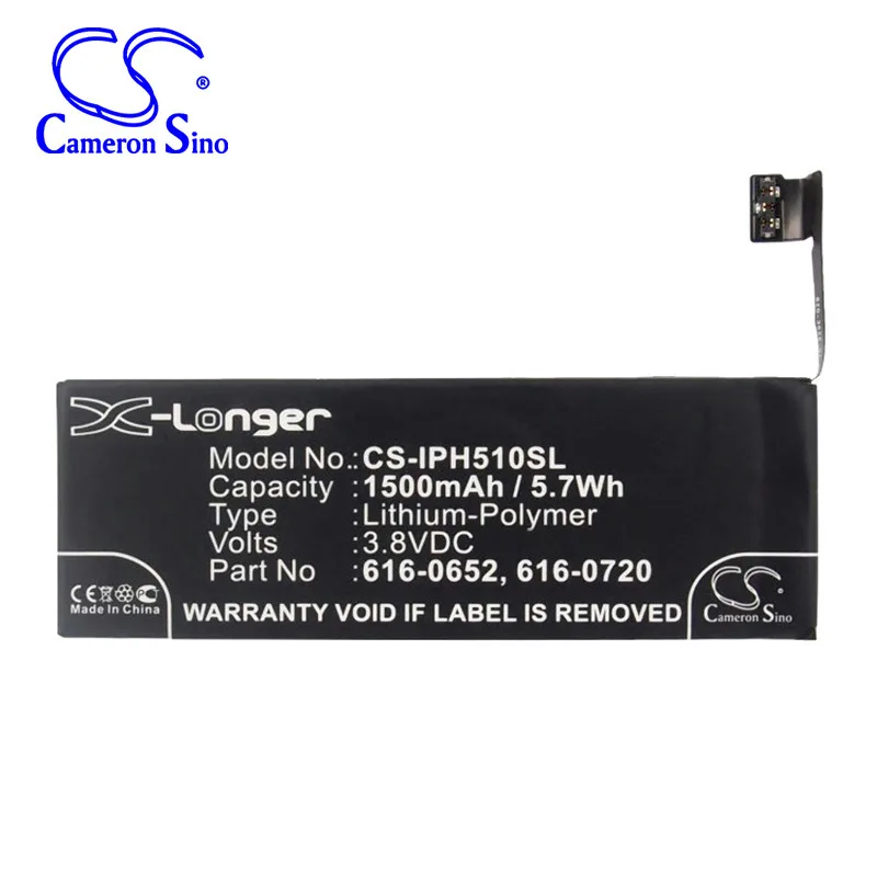 Cameronsino Per Il Iphone 5 5S A1234 A1457 A1516 A1518 A1528 A1529 A1530 A1533 616-0652 616-0719 616 -0720 616-0722 616-0728 Batteria