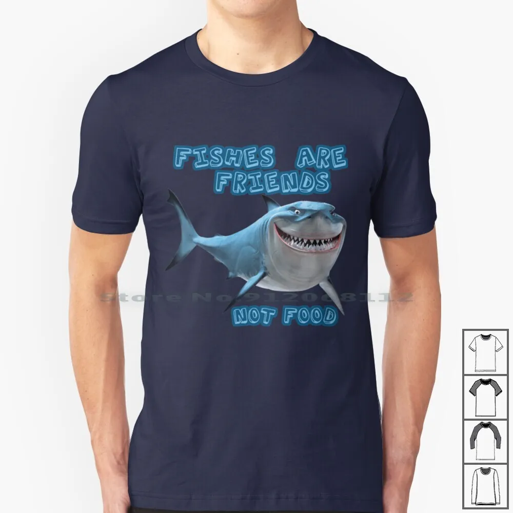 Bruce The Great White Shark T Shirt 100% Cotone Pesci Amici Not Food Shark Great White Teeth Bruce Nemo Marlin Pixar Film