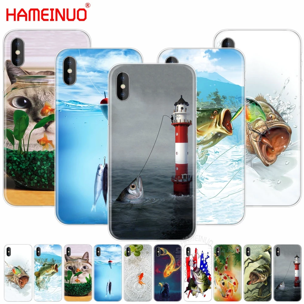 Hameinuo Cute Gold Fish Fishman Custodia Per Cellulare Per Iphone X 8 7 6 4 4S 5 5S Se 5C 6S Plus