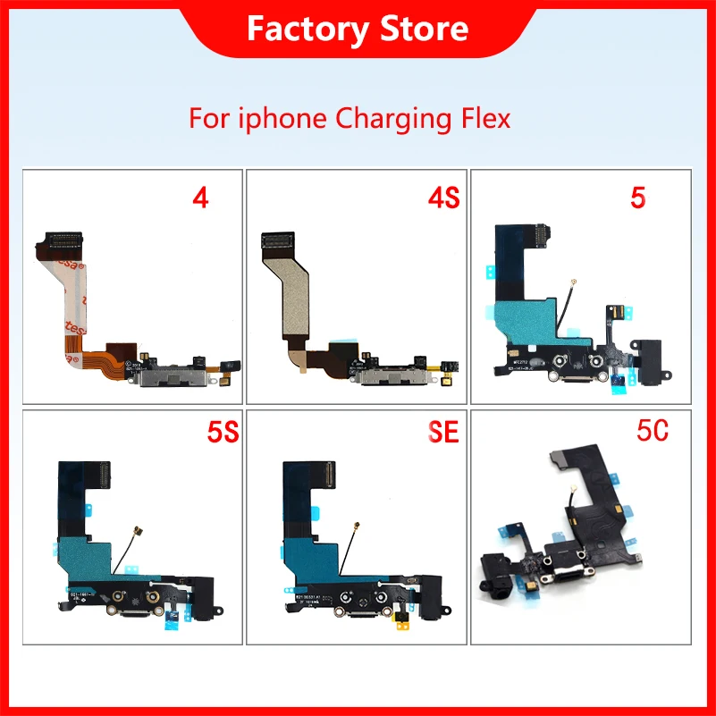 1Pcs Per Il Iphone 4 4 S 5 5S 5C Se Caricatore Usb Di Ricarica Porta Connettore Dock Cavo Della Flessione Con Microfono E Cuffie Audio Jack