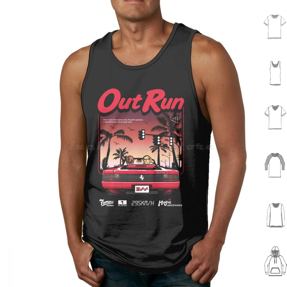 Out Run Retro Arcade Vintage Canotte Gilet Senza Maniche Run Outrun Mow Mega Drive Arcadian Retro Vintage Gaming Game