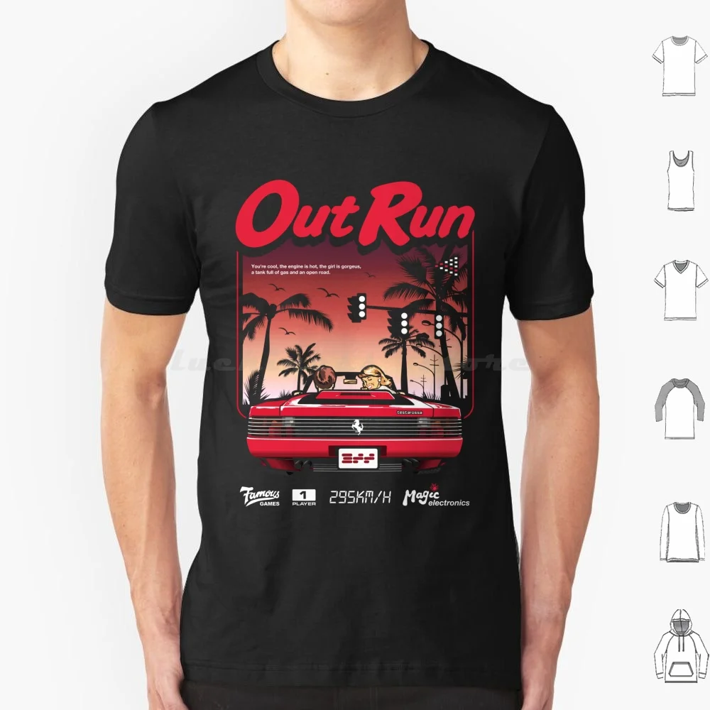 Out Run Retro Arcade Vintage T Shirt 6Xl Cotton Cool Tee Out Run Outrum Mow Mega Drive Arcadian Retro Vintage Gaming Game