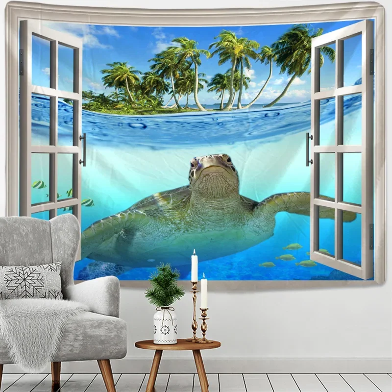 Affascinante Paesaggio Naturale Arazzo Decorativo Mandola Arazzo Foresta Spiaggia Paesaggio Arazzo Stanza Estetica Decorazione Della Casa