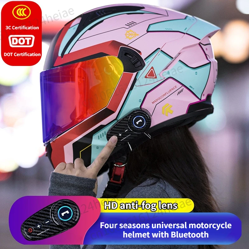 Casco Compatibile Bluetooth Uomo Donna Casco Da Corsa Integrale Certificazione Dot Casco Modulare Moto Rcycle Casco Moto