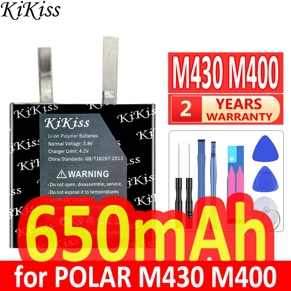 650Mah Kikiss Potente Batteria M430 M400 (322826) Per Orologio Sportivo Gps Polar M430 M400