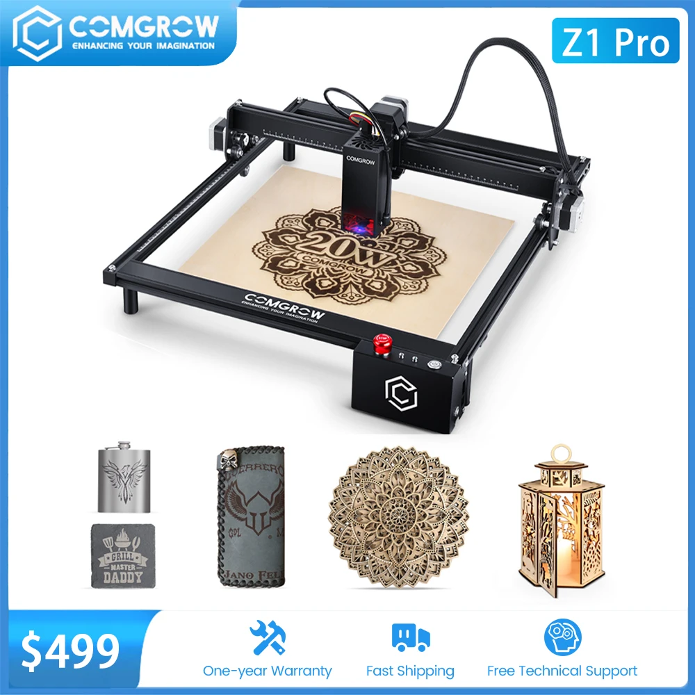 Comgrow Z1 Pro Macchina Da Taglio Per Incisione Laser 20W Desktop Cnc Incisore Laser Cutter Fai Da Te Lavorazione Del Legno Router Di Cnc In Metallo