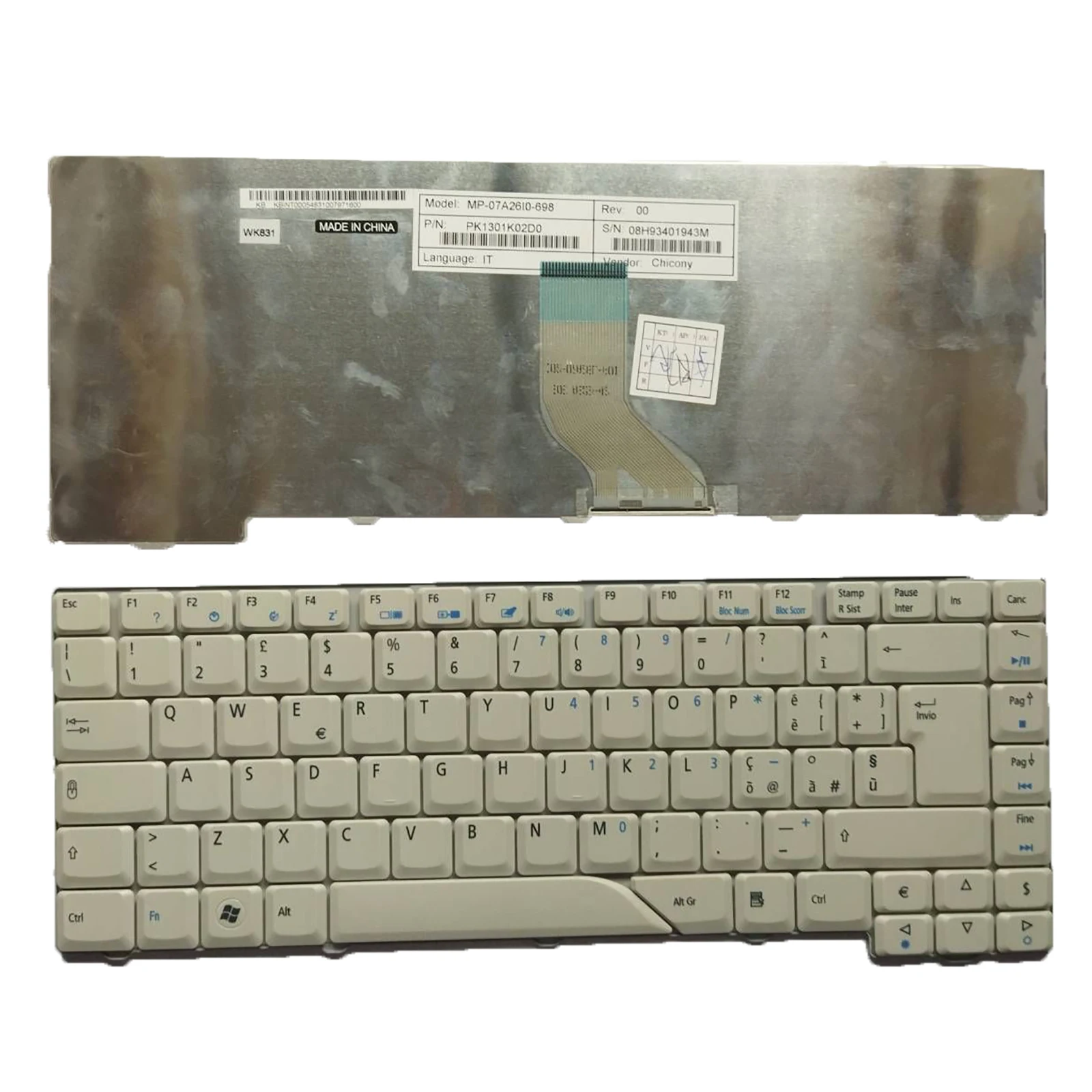 Tastiera Per Acer Aspire 4220 4520 4710 5520 5315 5920 5710 Bianco It