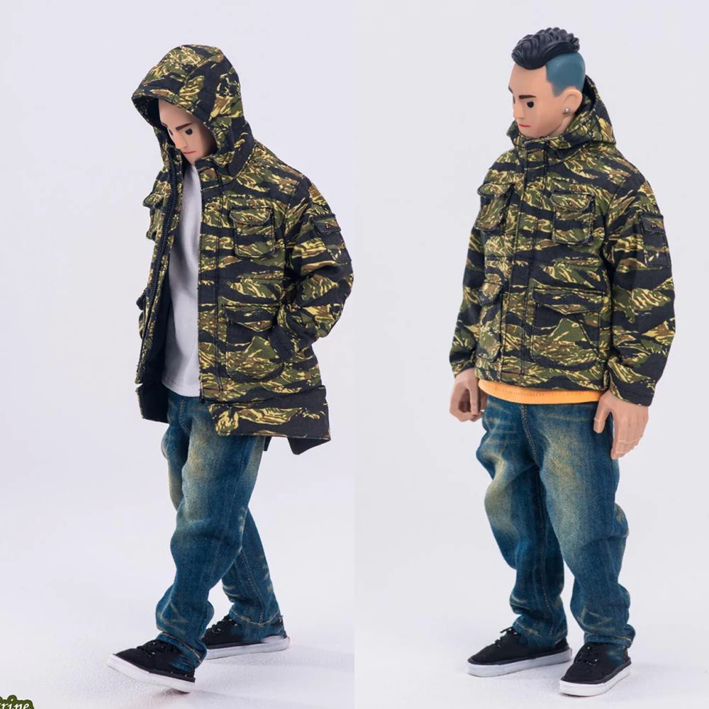 Big Size Gocciyman12 1/6 Fashion Loose Man Streetwear Hip Hop Tiger Printed Jacket T-Shirt Jeans Shoes For 12 "Action Figure