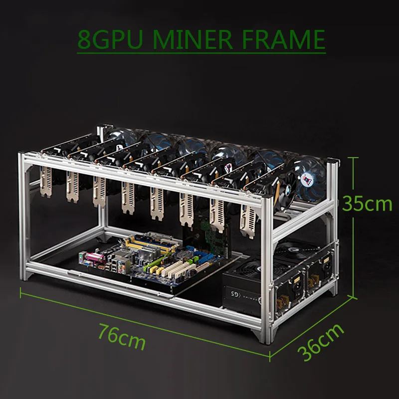 Bitcon Miner Rack 8 Gpu Alluminio Mining Rig Open Air Case Telaio Impilabile Per Ethereum Eth Btc Rack Server Chassis