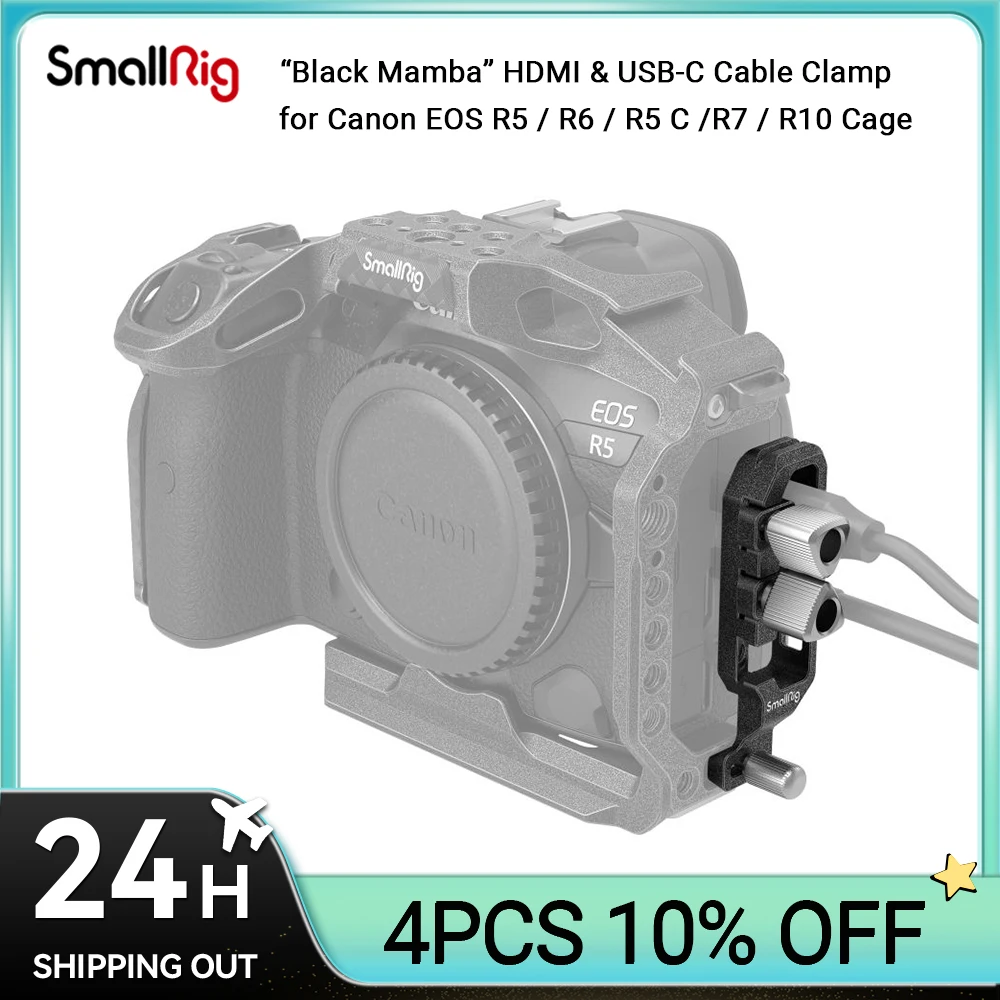 Smallrig "Black Mamba" Morsetto Per Cavo Hdmi E Usb-C Per Canon Eos R5 / R6 / R5 C / R7 / R10 Cage 4272