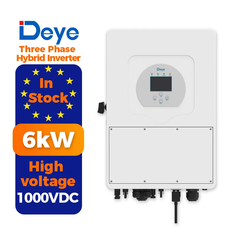 Sun-6K-Sg01Hp3-Eu-Am2 Deye 6Kw Inverter Ibrido Trifase Solare Wechaelrichter Magazzino Ue Ad Alta Tensione