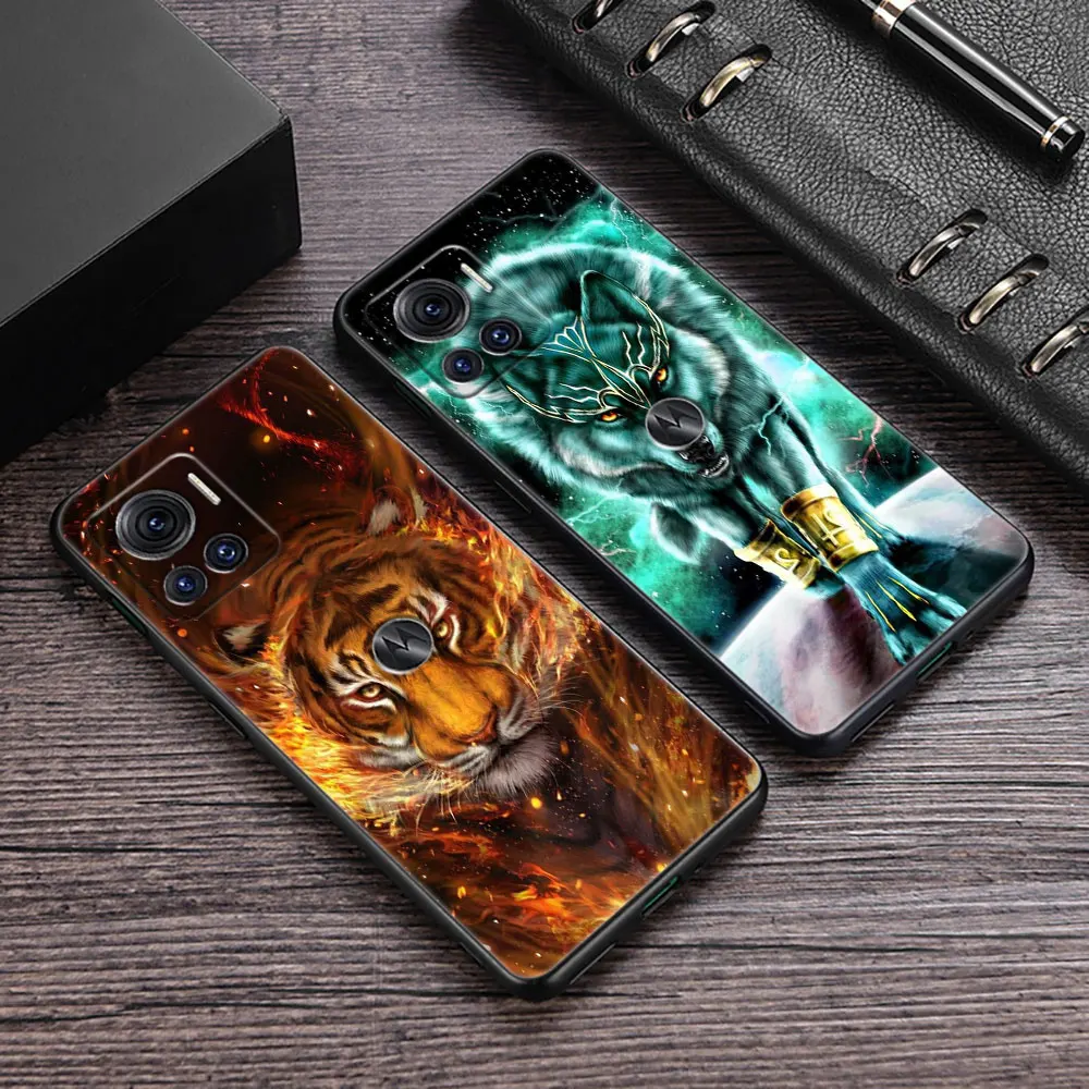 The Tigre Wolf Lion Custodia Per Telefono Animale Per Motorola Moto G60 G71 G72 G73 G53 G52 G51 G32 G30 G22 G9 G8 Power Plus Cover Posteriore Morbida