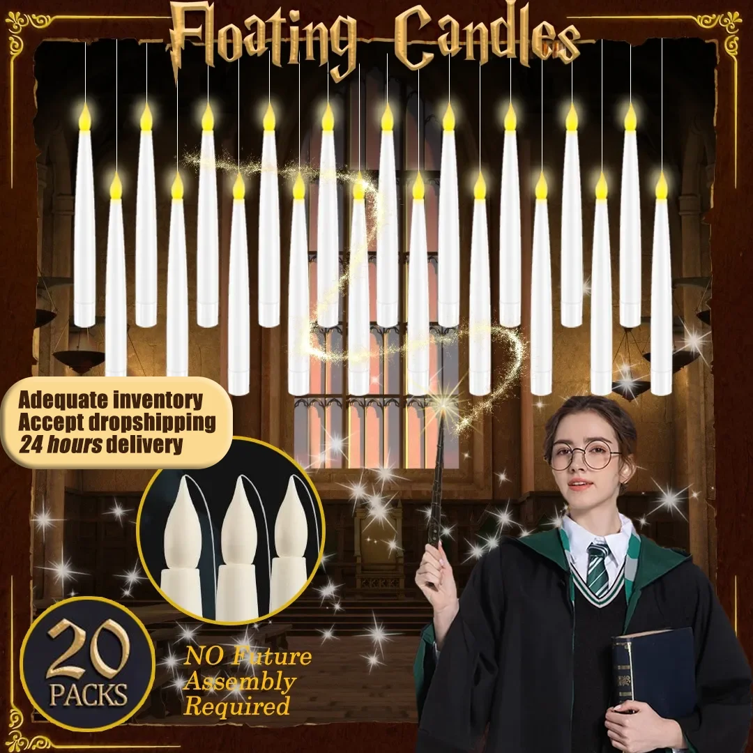 20-80Pcs Candele Galleggianti Con Bacchetta Candele Volanti Magiche Candele Brucianti Candele Coniche Per Decorazioni Natalizie/Matrimonio/Festa