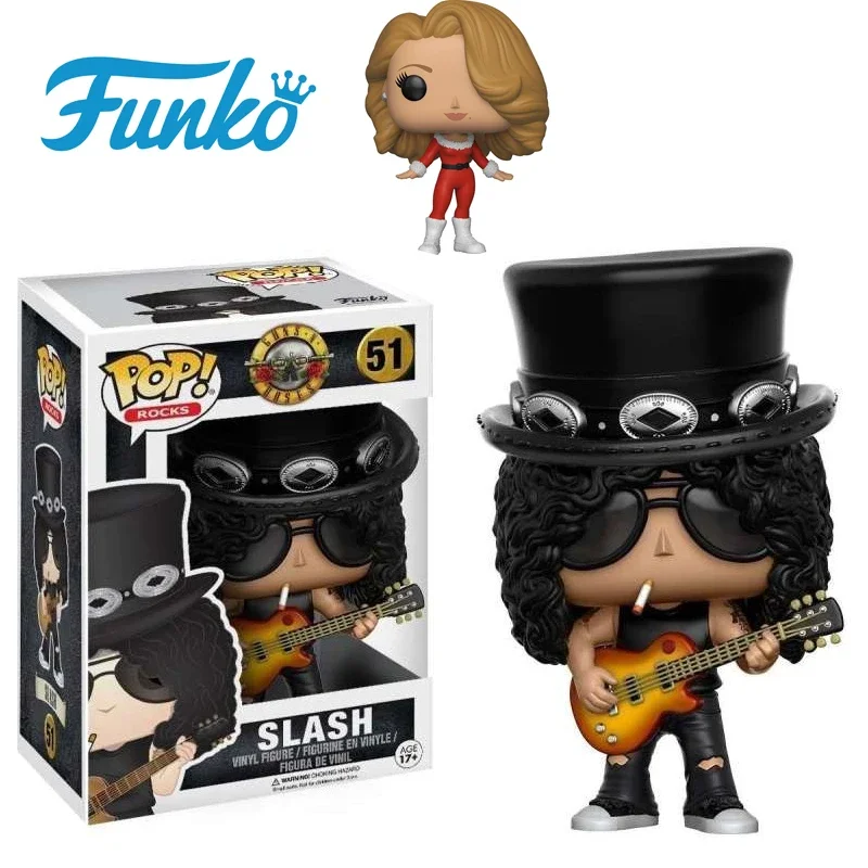 Funko Pop Rocks Band Guitarist Slash #51 Curly Marian Carey 85 # Vinyl Figure Action Toy Figure Bambole Giocattoli Per Bambini