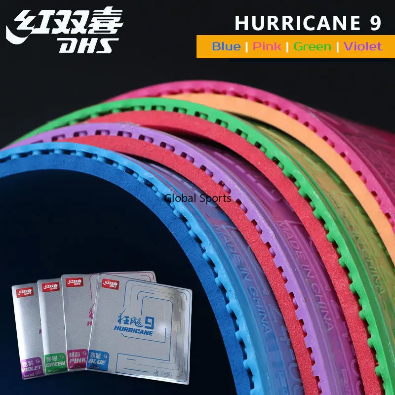 Originale Dhs Hurricane 9 Colorato Ping Pong Gomma Originale Ping Pong Gomma Appiccicosa Spugna Dura Elastica