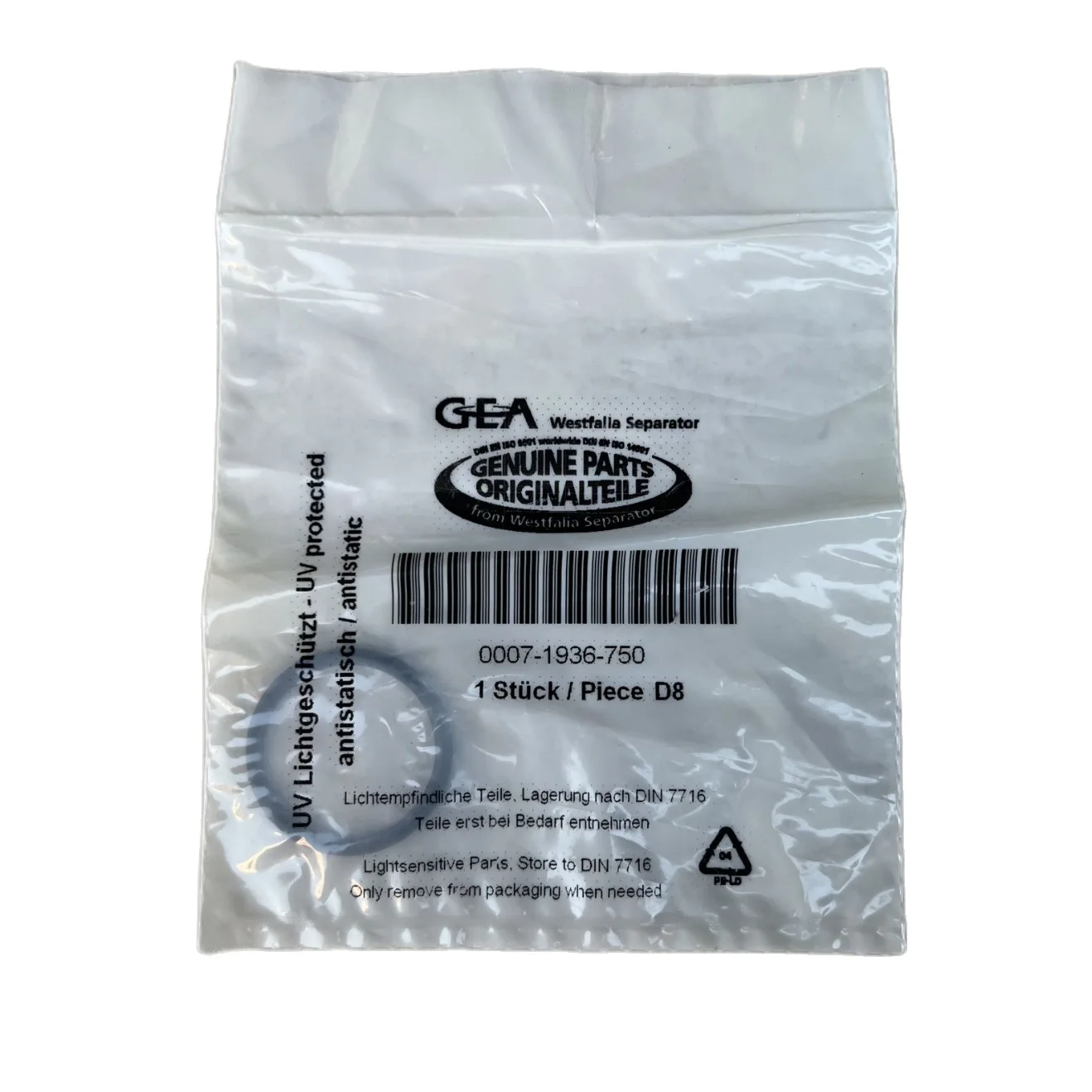 O-Ring Paraolio Per Separatore Tedesco Gea Westfalia 0007-1936-750 Ricambi Originali