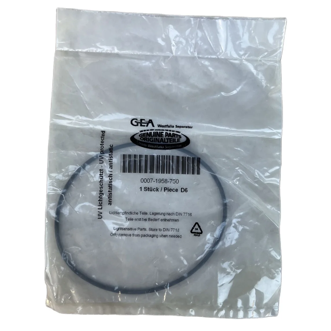 O-Ring Paraolio Per Separatore Tedesco Gea Westfalia 0007-1958-750 Ricambi Originali