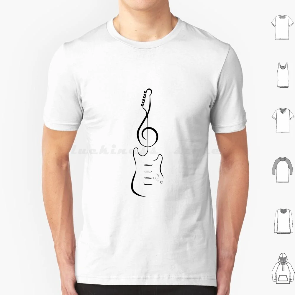 Treble Clef Guitar T Shirt Big Size 100% Cotone Musica Chitarra Treble Clef Lover Tattoo Stratocaster Minimalista