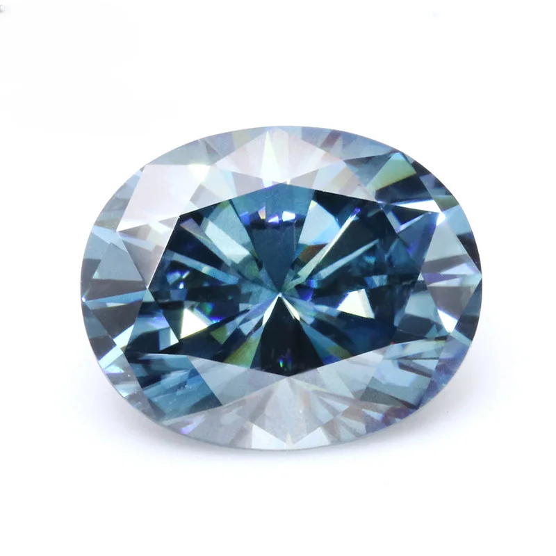 0.5-3Ct Swiss Blue Oval Cut Moissanite Diamond Bead Certified Vvs1 Egg Moissanite Loose Stone Pass Tester Con Gra Per Anello Fai Da Te