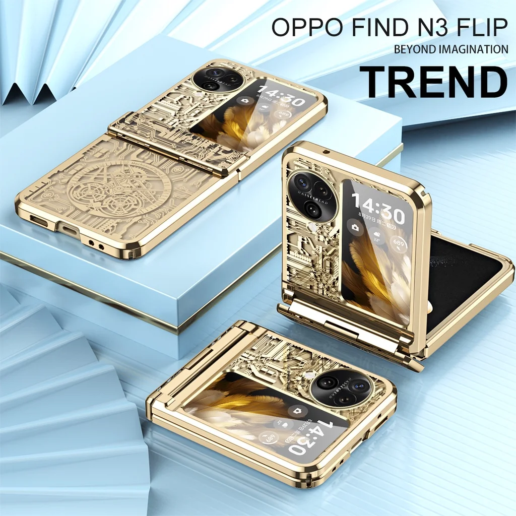 Custodia Per Cerniera Meccanica Per Oppo Find N3 Flip Plating Clear Full Protector Cover Trasparente