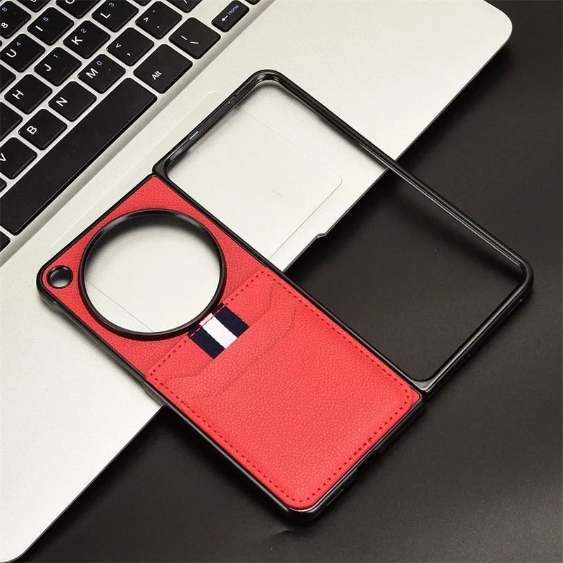 Adatto Per Oneplus Custodia Protettiva Aperta Deluxe Insert Card Litchi Pattern Pu Leather Per Oppo Find N3 Hard Back Case