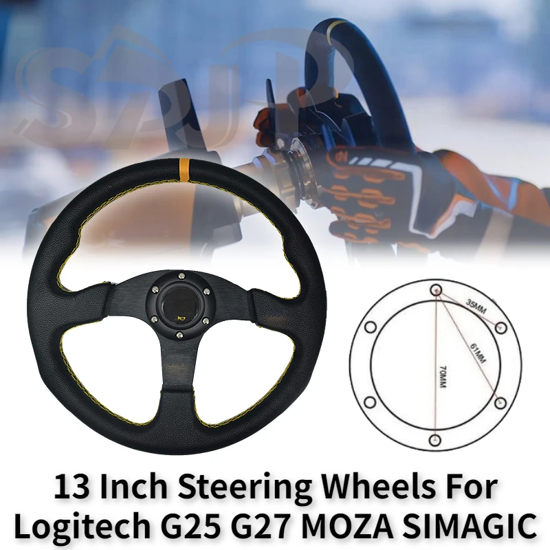 Volante Da Corsa Da 13/14 Pollici Per Logitech G29 G920 Deep Corn Drifting Sport Volante Adattatore Pu Auto
