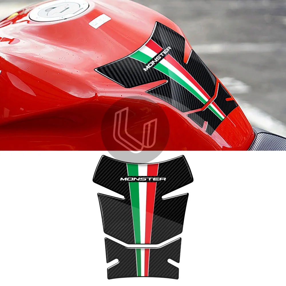 For Ducati Monster 600 620 695 750 800 900 1000 3D Resin Carbon Look Motorcycle Gas Tank Pad Protection Decals