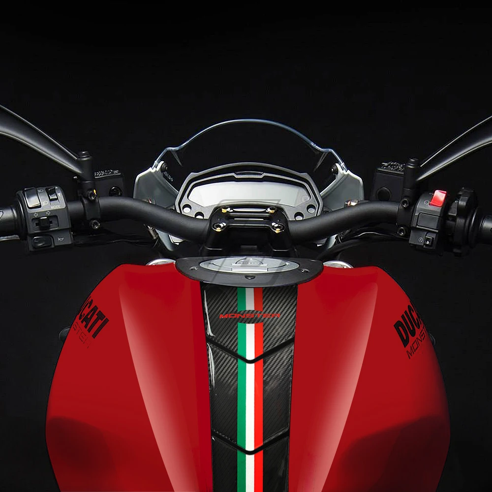 3D Resin Carbon Look Moto Tank Pad Protector Oil Sticker Case Per Ducati Monster 600 620 695 750 800 900 Tutto L'Anno