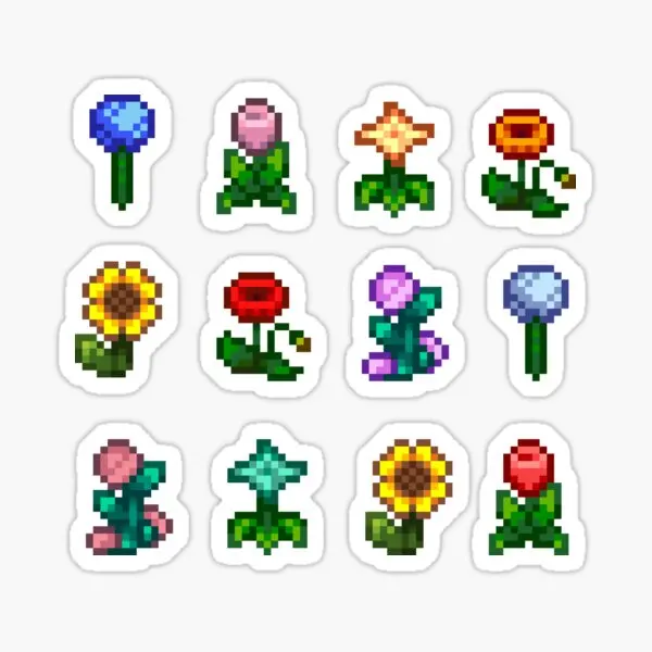 Stardew Valley Garden Flowers Set 5 Pezzi Adesivi Per Adesivi Stampa Wall Bagagli Art Cartoon Anime Bumper Decor Car