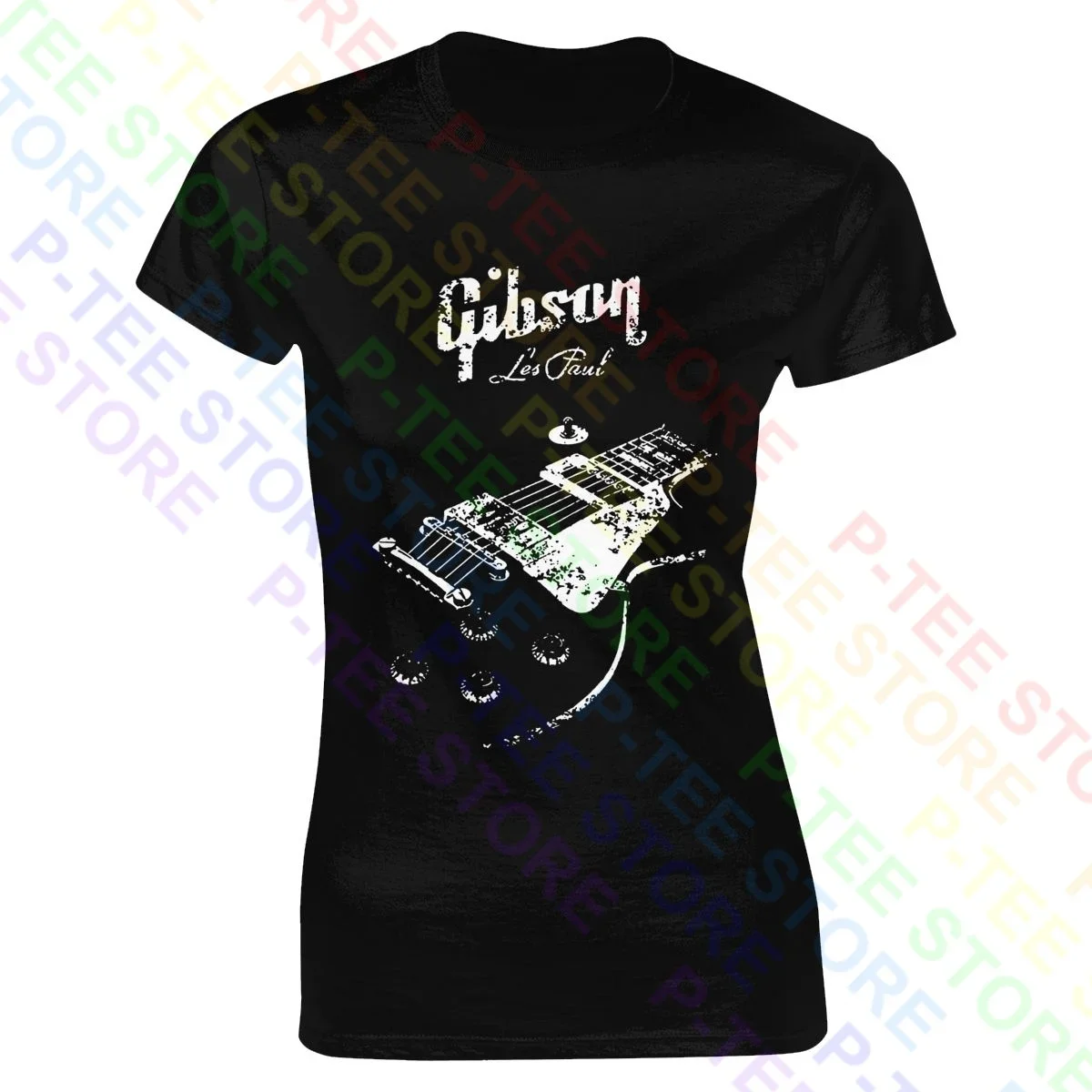 Gibson Les Paul Body Guitar Rock Blues Metal Jazz Music Dmn T-Shirt Donna Lady Shirt Rare Vintage Female Tee