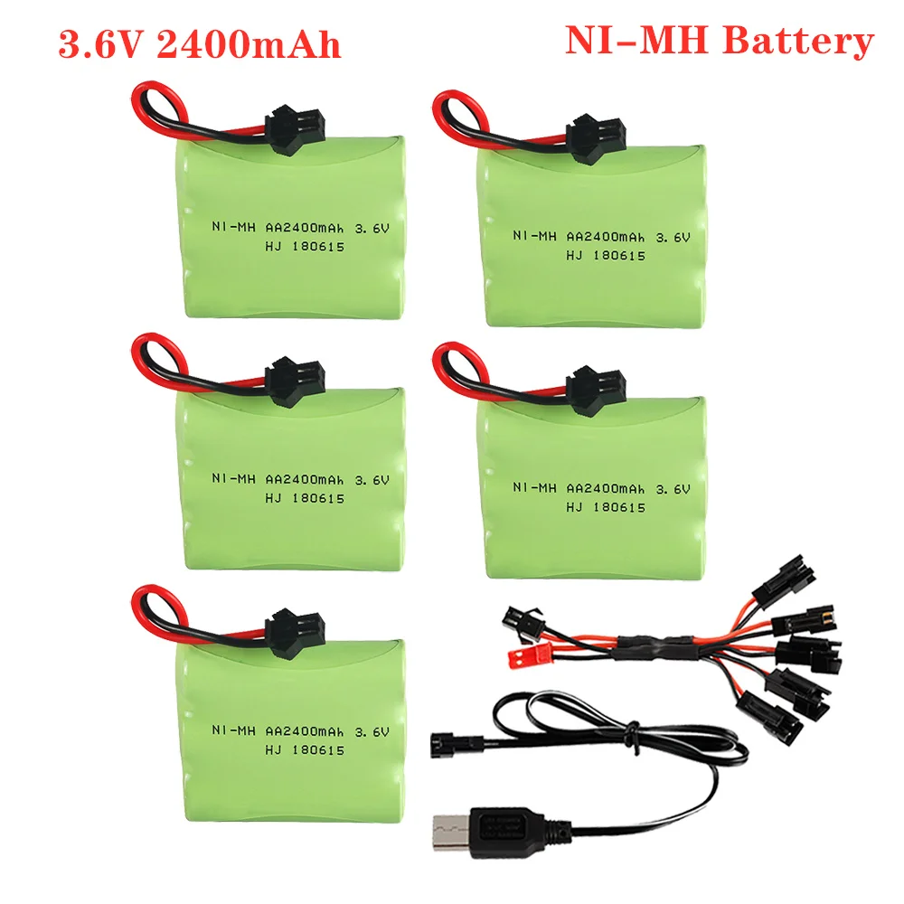 Ni-Mh Aa 2800Mah 3.6V Batteria Con Caricatore Usb Set Per Rc Toy Car Tank Train Robot Gun Parts Rc Boats 3.6V Batteria Ricaricabile
