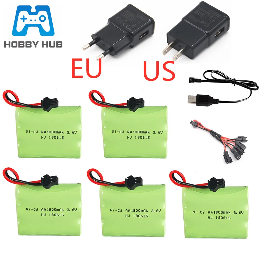 Ni-Mh 3.6V 1800 Mah Battery Charger Set Per Rc Serbatoio Auto Giocattolo Treno Barca Robot Pistola Ni-Cd Aa 3.6V Batteria Ricaricabile