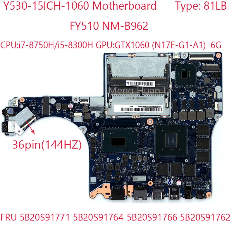 Y530-15Ich Scheda Madre Nm-B962 Muslimexmuslimexaymuslimb Per Legion Y530-15Ich-1060 81Lb 8750H/8300H Gtx1060