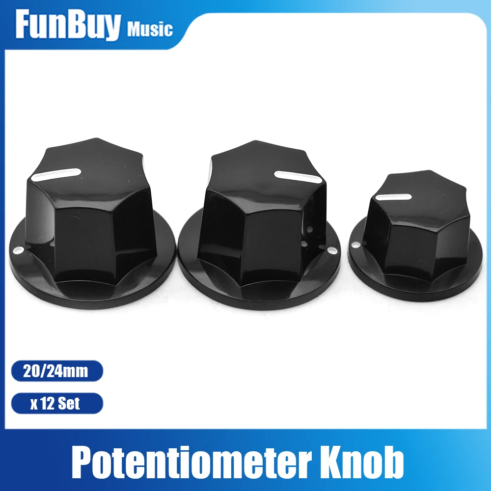 3Pcs Amp Manopole Di Controllo Di Tono Del Volume Di Plastica Nero Di Stile Dell'Annata Jazz Bass Guitar Potenziometro Calotta Del Pomello