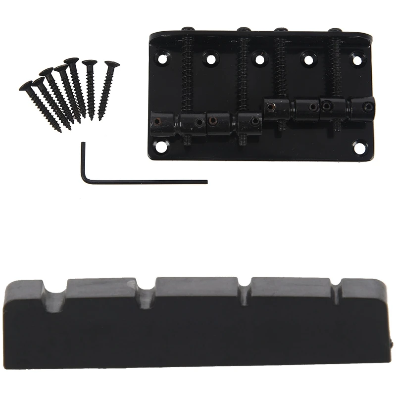 Black Xl 4-Str Slot Bass Nut Pt-1200-00 E 4 String Vintage Style Bass Hardtail Bridge Per Precision Jazz Bass Top Load Upgrade,B