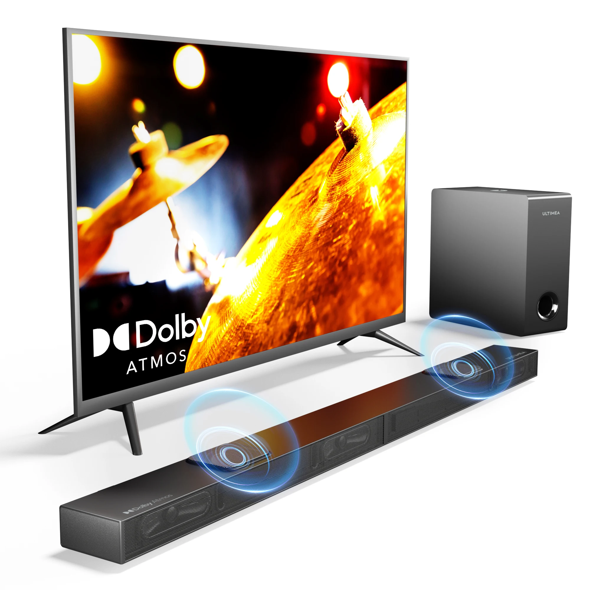 Ultimea Nova S70 Soundbar Tv 3.1.2Ch True Dolby Atmos Con 2 Driver Up-Firing, Hdmi In/Earc Trasmissione 4K Dolby Vision/Hdr, Subwoofer Soundbar Con Po