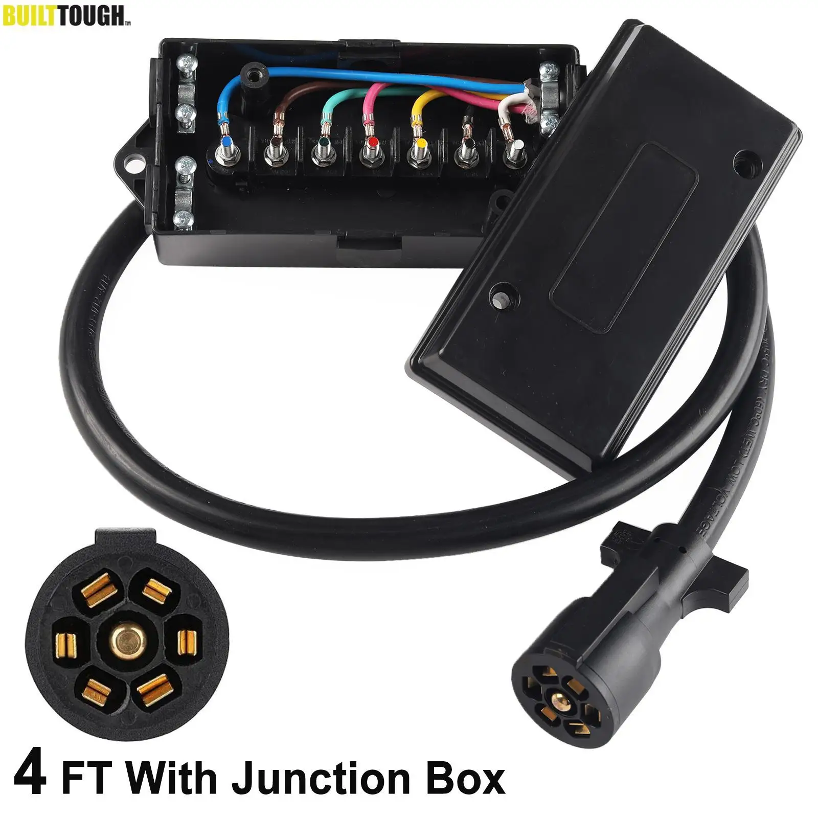 Cablaggio Per Rimorchio Rotondo A 7 Pin Cavo Per Rimorchio Da 4 Piedi Impermeabile In Linea Junciton Box Rv Caravan Tow Light Connettore Per Cavo