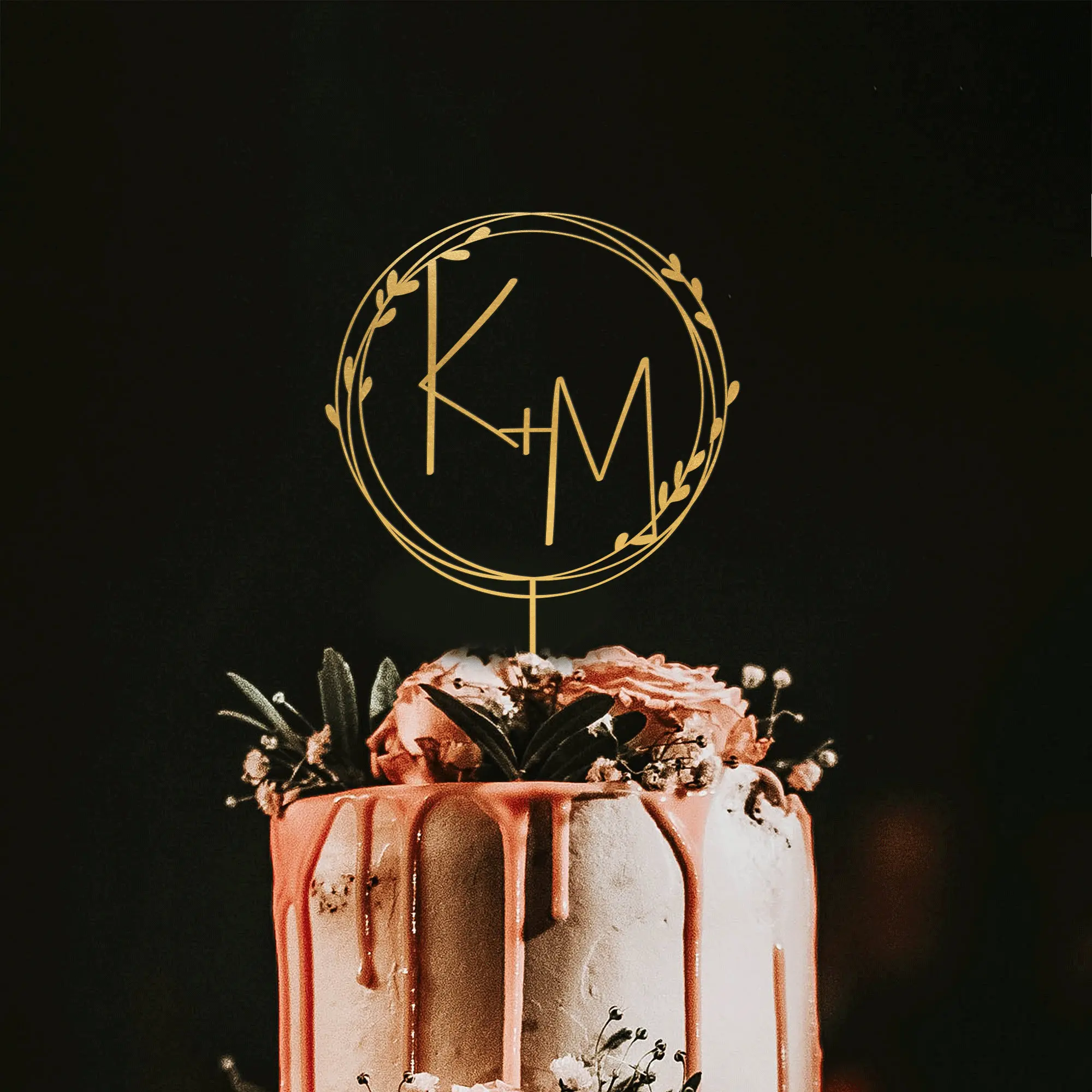 Topper Per Torta Nuziale Con Monogramma Dorato Personalizzato Con Iniziali Personalizzate Cake Topper Mr E Mrs Cake Topper Anniversario Battesimo Cake