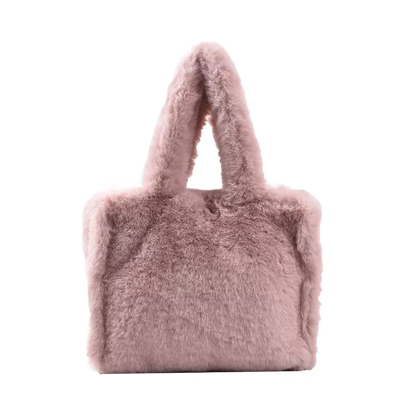 Fashion Faux Fur Large Tote Bag Designer Teddy Borse Da Donna Soft Fluffy Plush Lady Hand Bags Casual Winter Big Shopper Borse
