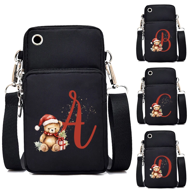 Teddy Bear Christmas Alphabet Borsa Per Cellulare Borse A Tracolla Da Donna Portafoglio Cartoon Bear Purse Women Christmas Gift Piccola Borsa
