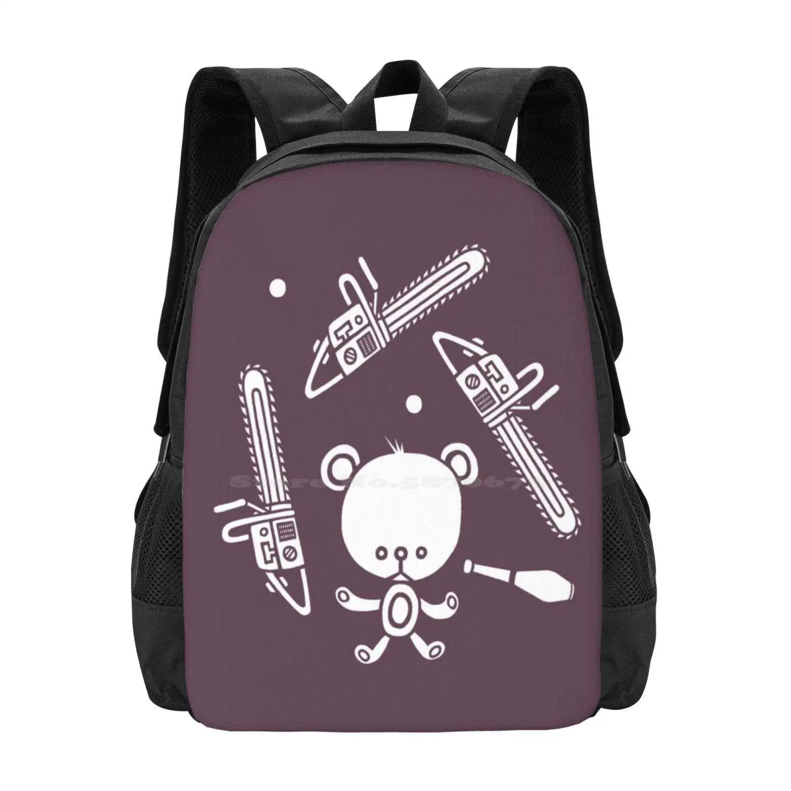 Cute Teddy Juggling 2 Balls , 3 Motoseghe E Club Pattern Design Bag Zaino Per Studenti Cute Teddy Juggling Two Balls Three