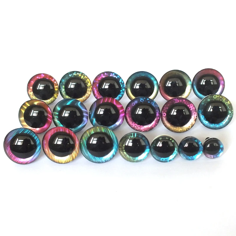 20 Pz/Lotto 12-25Mm New Rainbow Glitter Toy Eyes Safety Toy Eyes Amigurumi