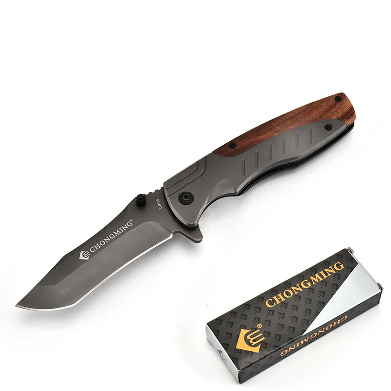 8.2 ''Damasco Tactical Outdoor Camping 7 Cr15Mov Lama Coltello Pieghevole Coltelli Da Tasca Coltello Con Manico In Legno Coltelli Da Caccia Karambit