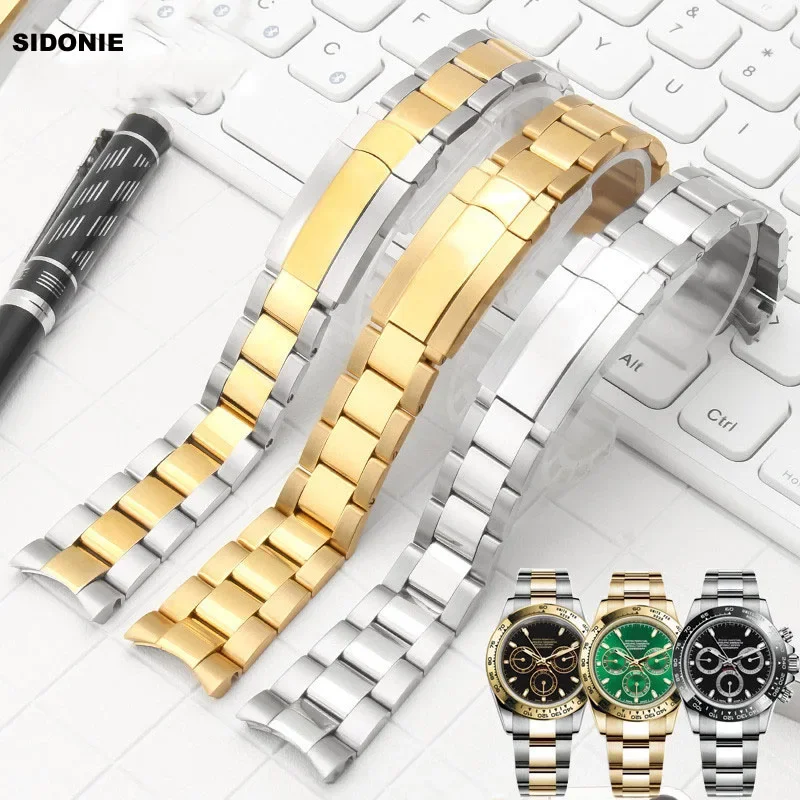 Cinturino In Acciaio 316L Per Cinturino In Acciaio Inossidabile Solido Rolex Daytona Green Blue Water Ghost Men Accessori Per Catena Dell'Orologio 20M