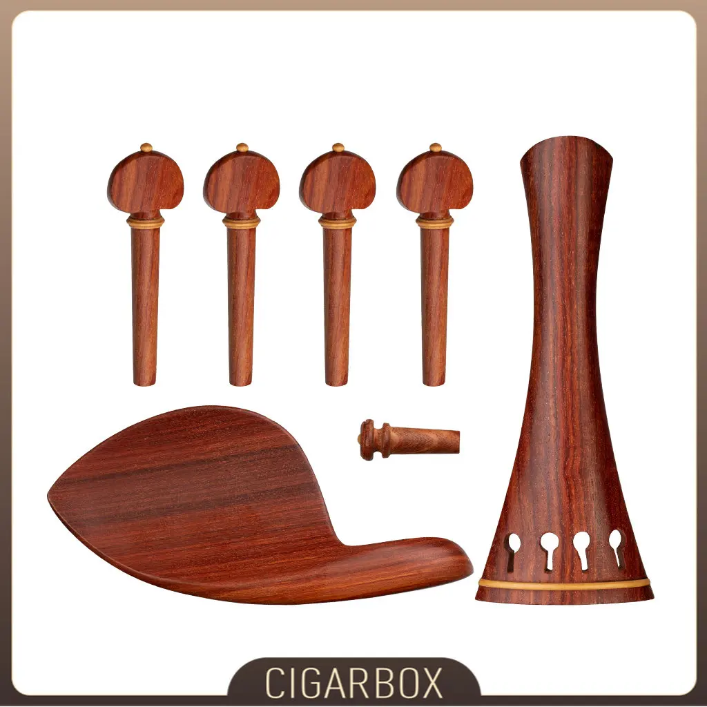 1 Set 6 Pezzi Hill Style Violino Parts Padauk 4 Corde Violino Tailpiece Tuning Pioli Chinrest Violino Mentoniera Pedane Set